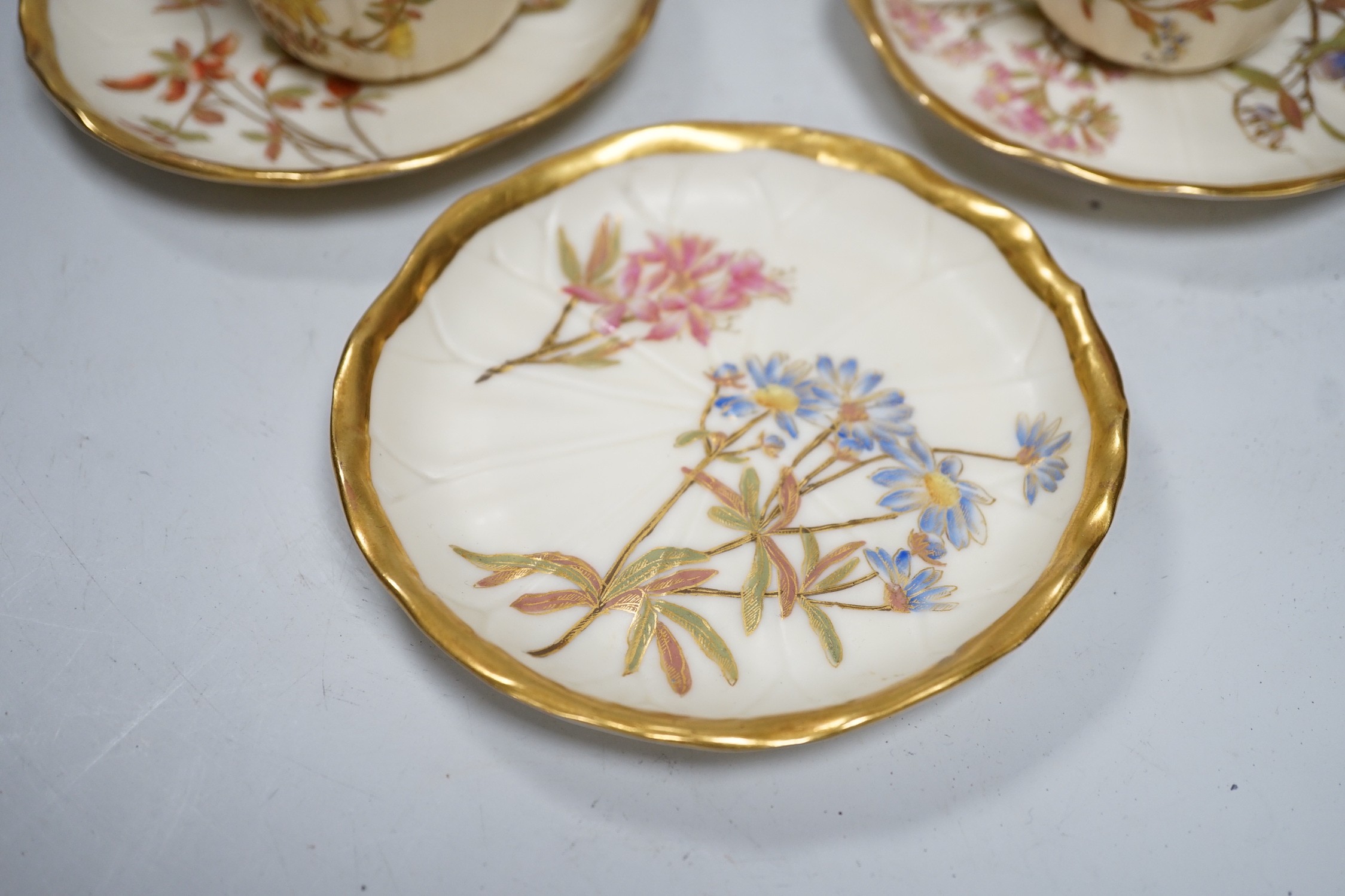 Three Royal Worcester cups and saucers